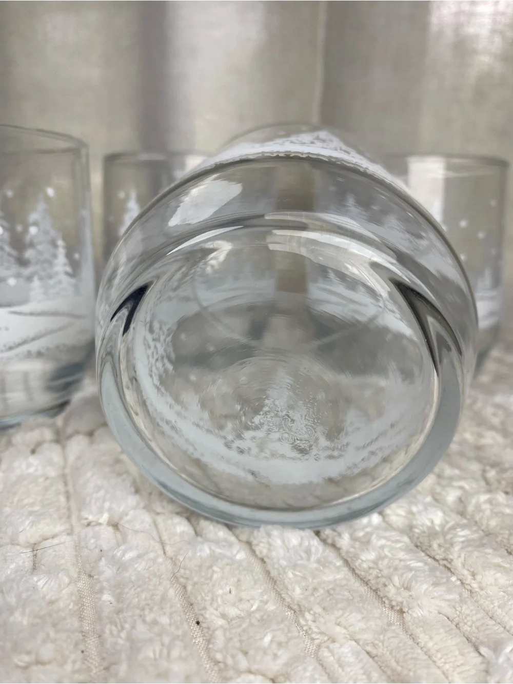 VTG 1980s Libbey Winterland Snowy Pines Rocks Glasses - Set of 4